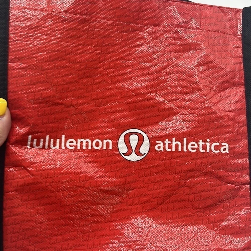 Lululemon Athletica red black white small reusable shopping bag